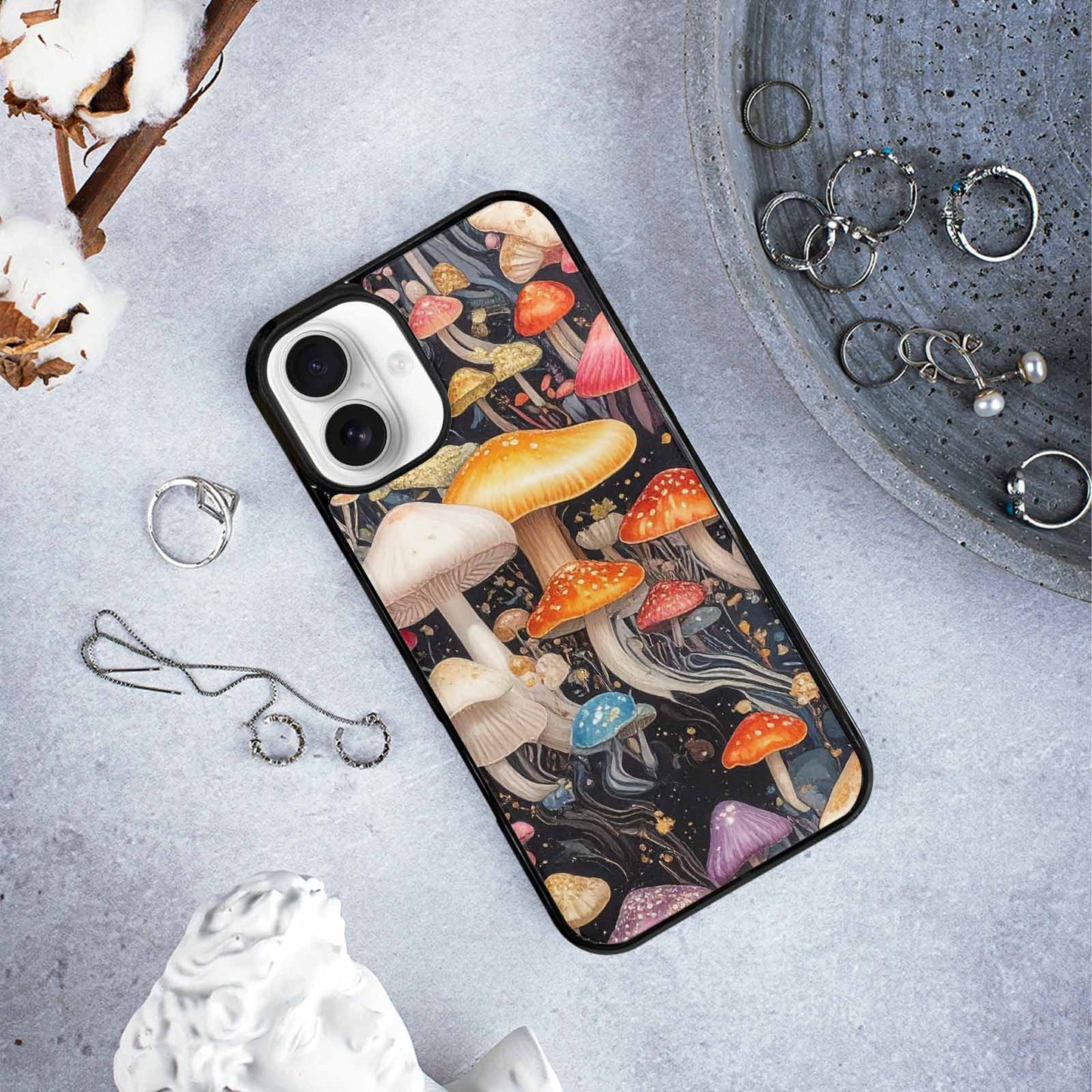 iPhone 16 Plus Case — Mushrooms Pattern Hundreds Of, Original Design Phone Case