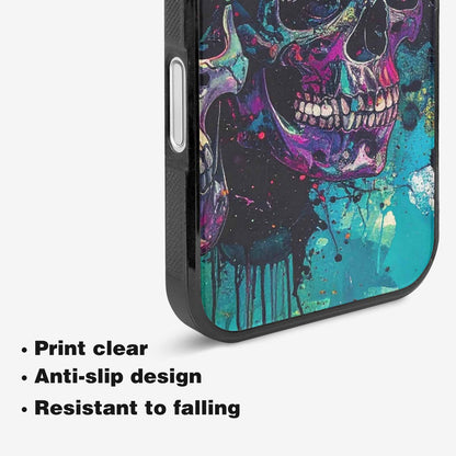 iPhone 16 Case — Skulls Roses Acid Wash, Custom Printed Phone Case