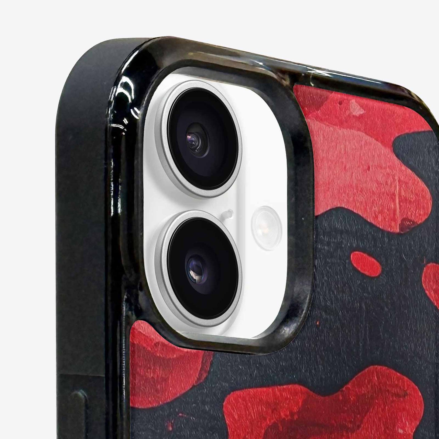 iPhone 16 Plus Case — Tactical Camo Red Black, Custom Printed Phone Case