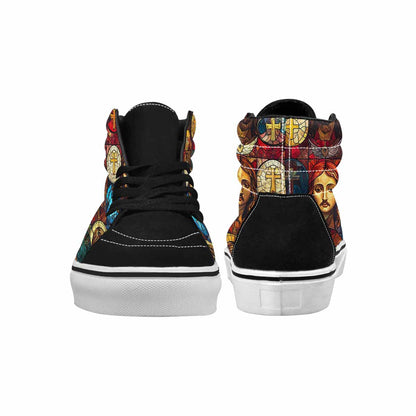 MEN'S Jesus Face Small High Top Canvas Vibrant Chaos Custom Sneakers