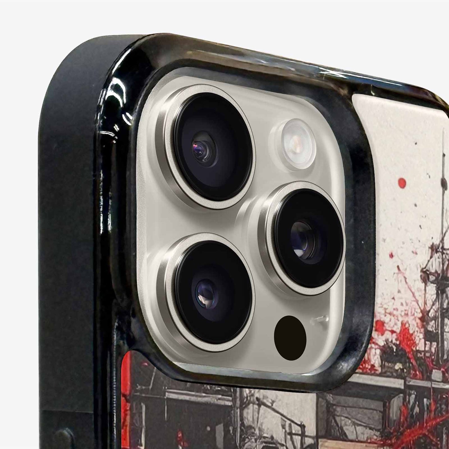 iPhone 16 Pro Case — Liminal Space Fragment Black Red Ink, Custom Print Case Cover