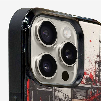 iPhone 16 Pro Case — Liminal Space Fragment Black Red Ink, Custom Print Case Cover