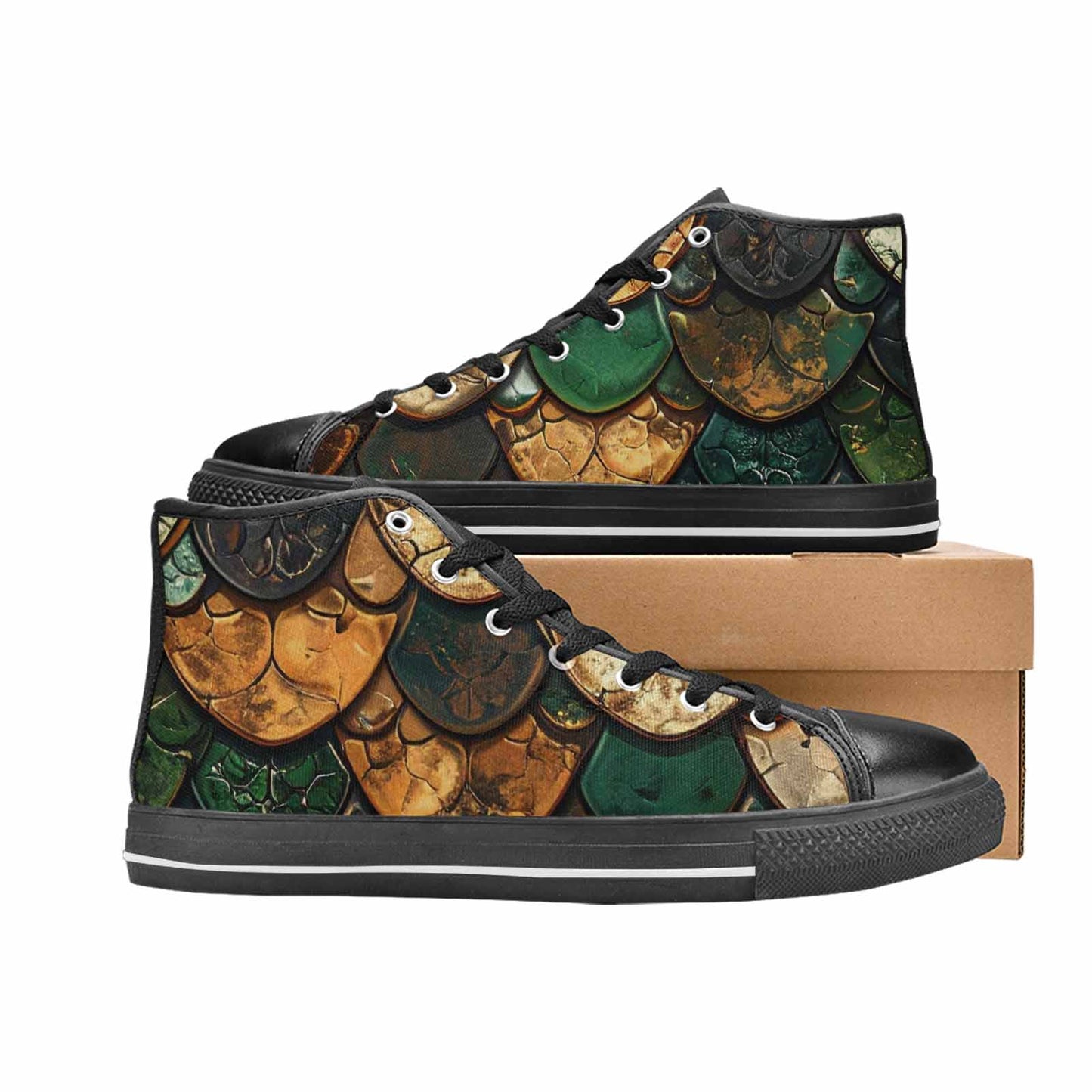 MEN'S Snake Skin Reptile High Top Canvas Neon Fantasy Custom Sneakers