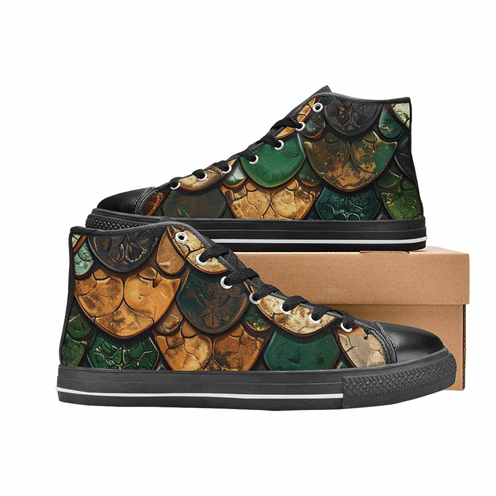 MEN'S Snake Skin Reptile High Top Canvas Neon Fantasy Custom Sneakers