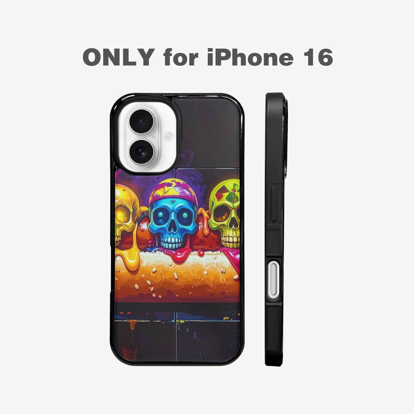 iPhone 16 Case — Toxic Skeleton Hot Dog Eye Small, Personalized Phone Case
