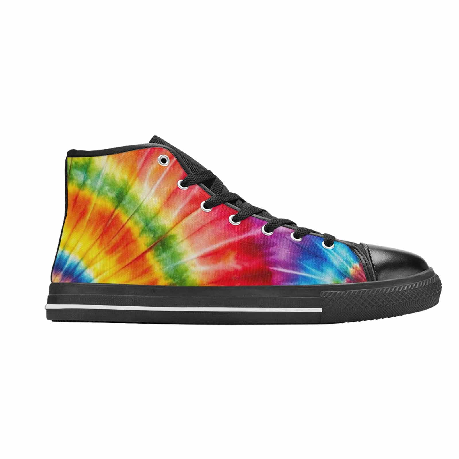 WOMEN'S Tie Dye Rainbow Spiral High Top Canvas Surreal Shoes