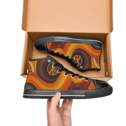 WOMEN'S Groovy 70S Peace High Top Canvas Cottagecore Shoes