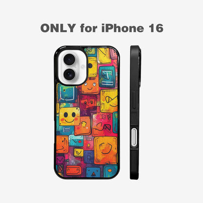 iPhone 16 Case — Hand Drawn Icon Doodle Pattern Hundreds, Custom Print Case Cover