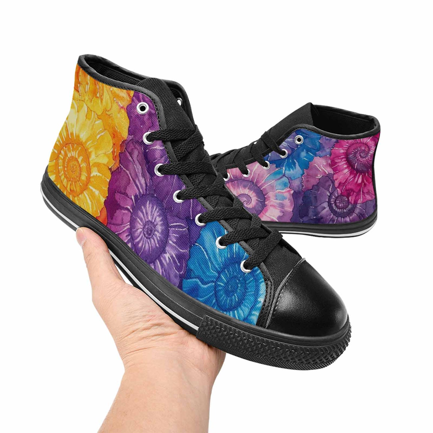MEN'S Tie Dye Swirl High Top Canvas Surreal Custom Shoes