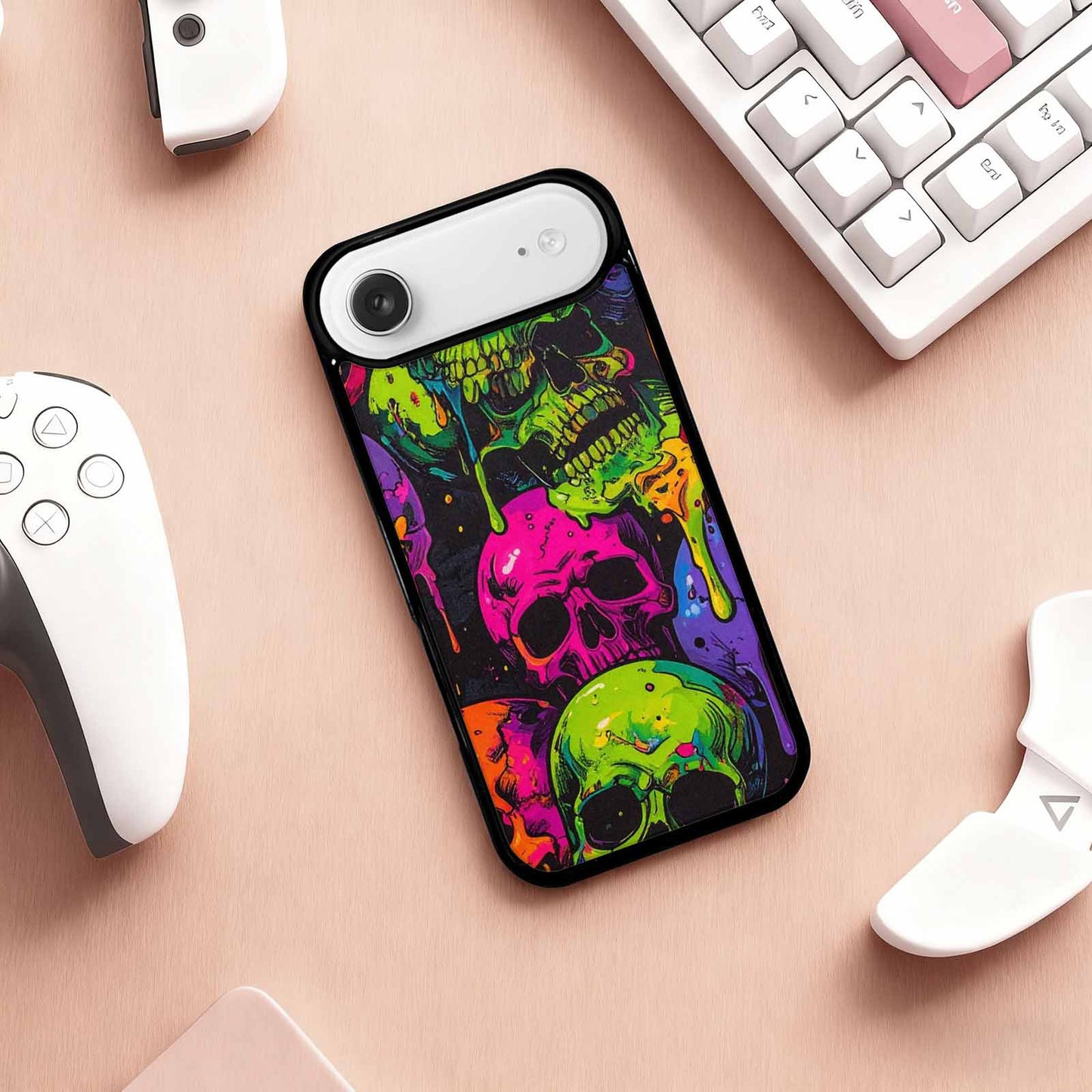 iPhone 17 Air Case — Vibrant Camo Of Skeletons Neon Camo, Personalized Phone Case