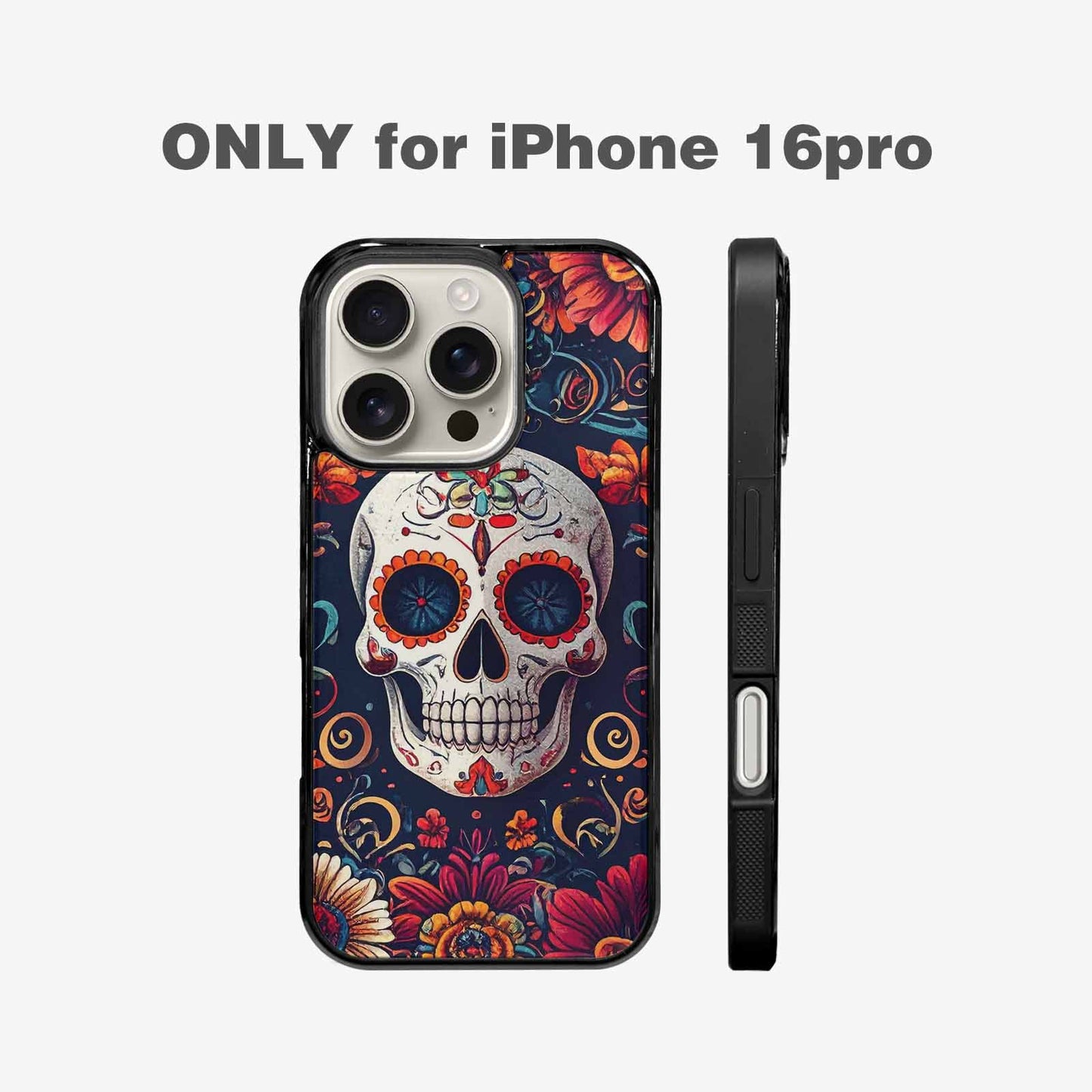 iPhone 16 Pro Case — Day Dead Sugar Skull Art 100s, Custom Made Phone Cover