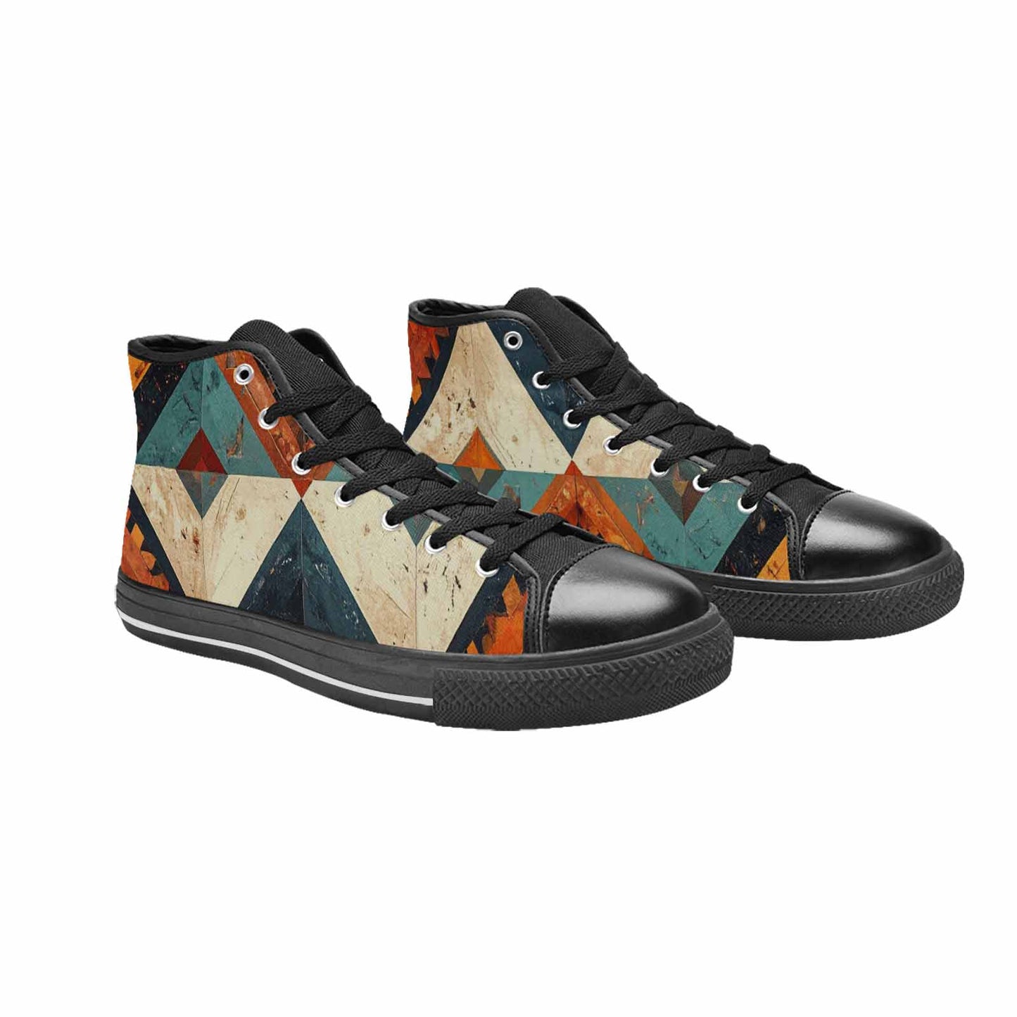MEN'S Southwestern Geometric Diamond High Top Canvas Vibrant Chaos Sneakers