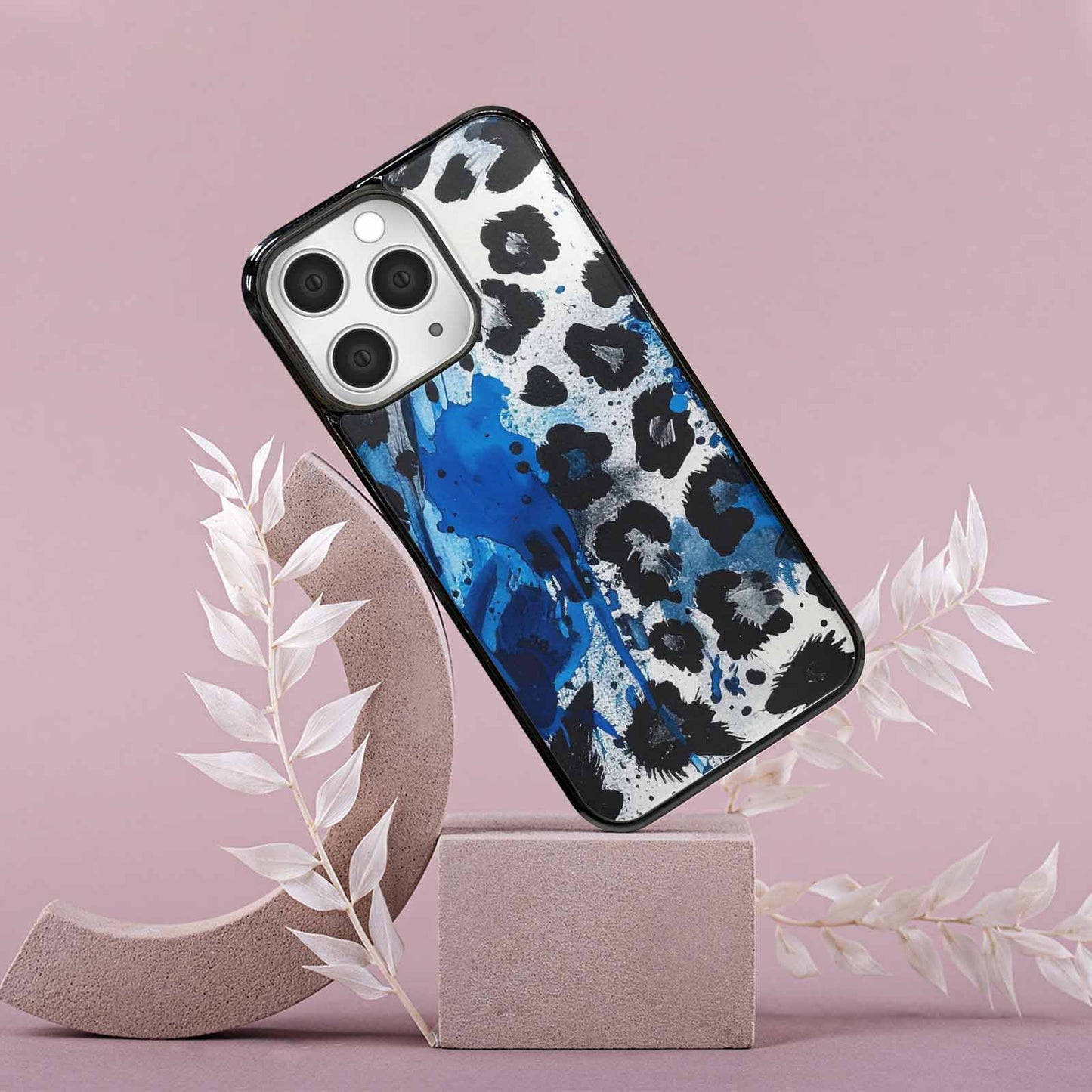 iPhone 15 Pro Max Case — Animal Print Black Blue Ink Animal, Custom Art Phone Cover