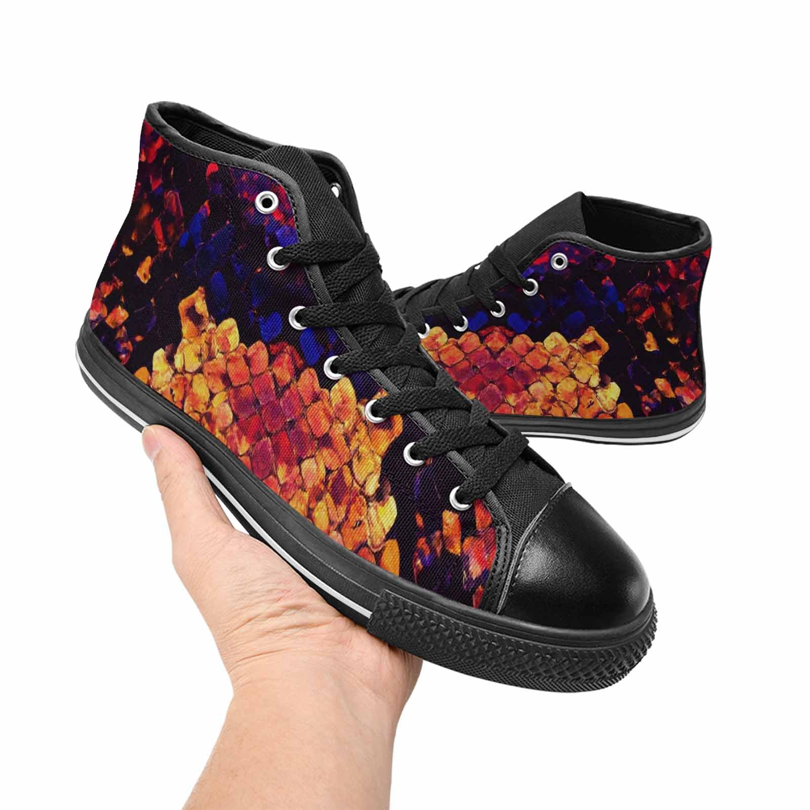 WOMEN'S Dark Snake Print High Top Canvas Y2K Sneakers