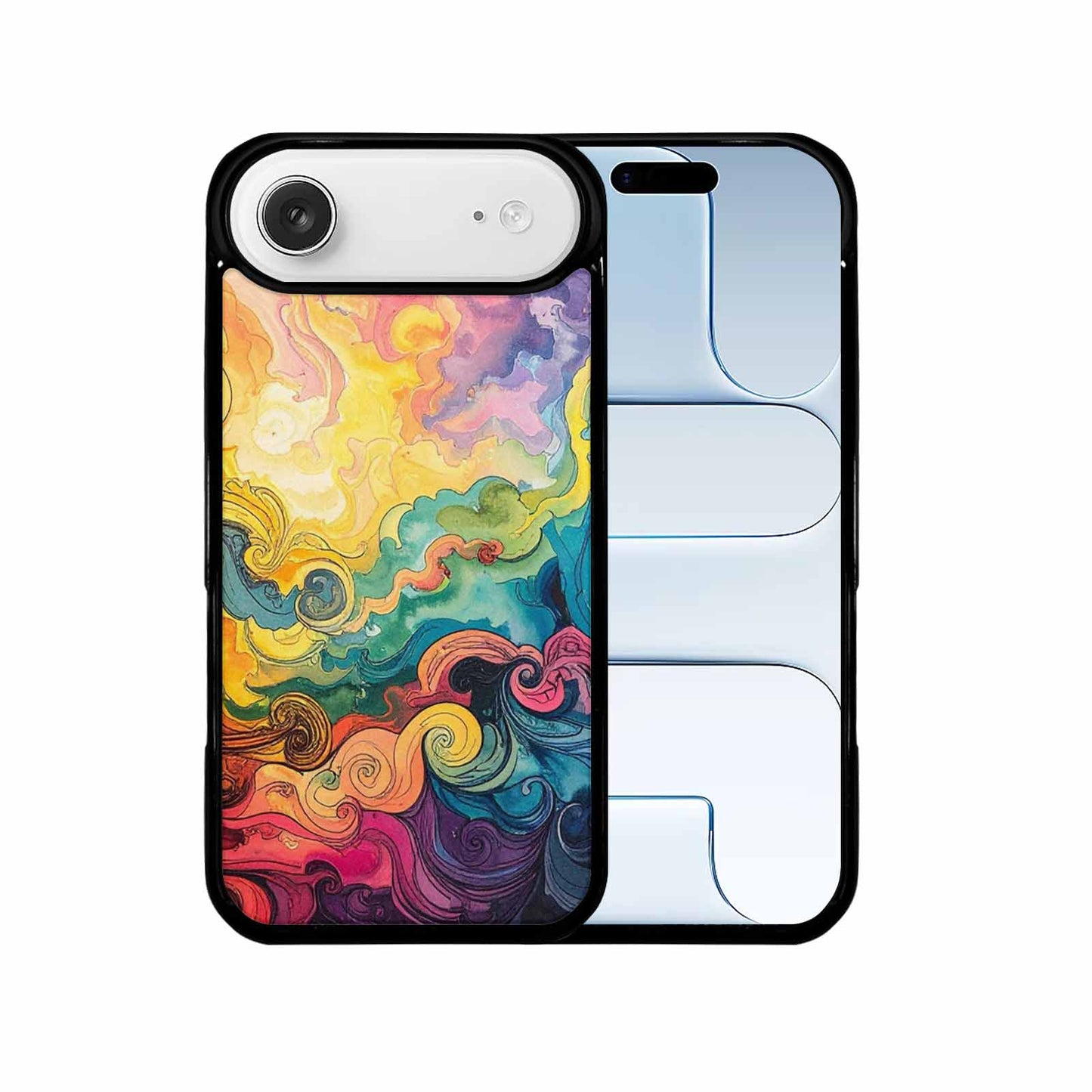 iPhone 17 Air Case — Tie Dye Swirls Black White Tie, Custom Printed Phone Case