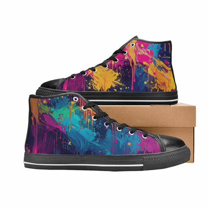 MEN'S Paint Splatter High Top Canvas Vibrant Chaos Sneakers