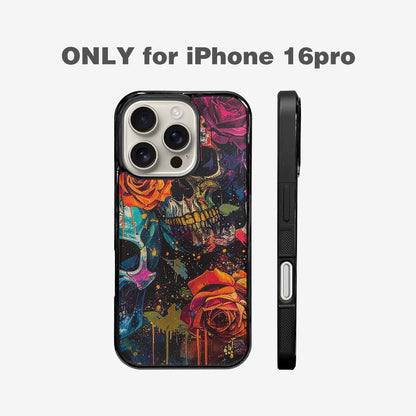 iPhone 16 Pro Case — Skulls Roses Acid Wash Custom, Personalized Phone Case