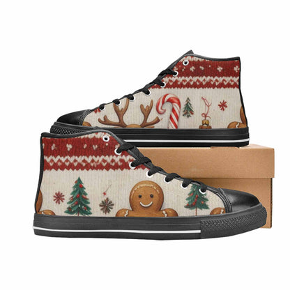 MEN'S Christmas Holly Snowflake High Top Canvas Vivid Custom Sneakers