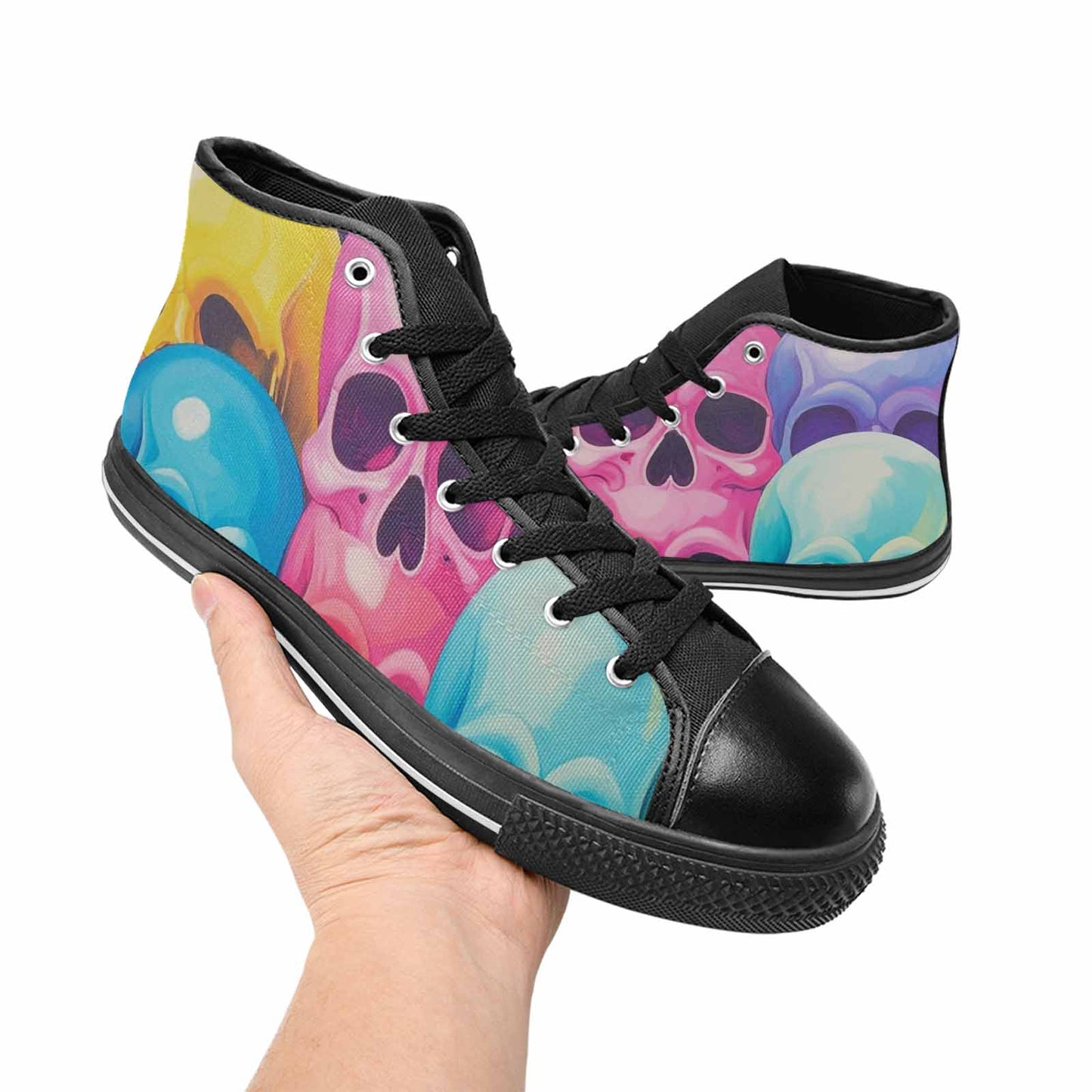 MEN'S Dripping Candy Skulls High Top Canvas Vivid Sneakers