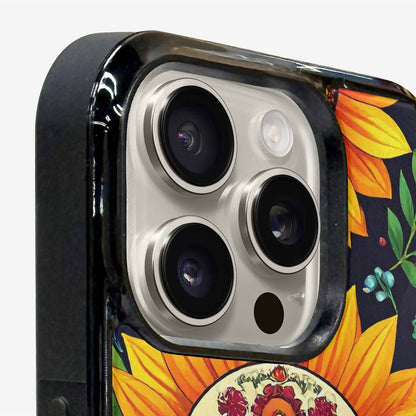 iPhone 15 Pro Max Case — Sunflowers And Skulls, Custom Art Phone Cover