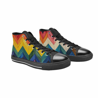 MEN'S Progress Pride Flag High Top Canvas Vibrant Chaos Shoes