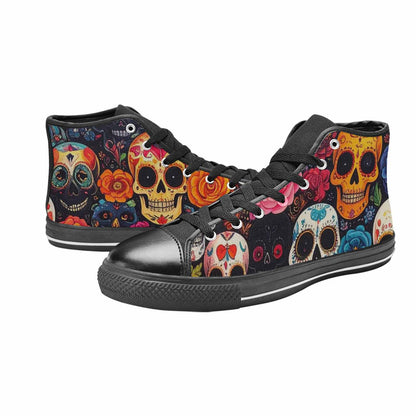 MEN'S Skull High Top Canvas Wallpaper Art Custom Shoes