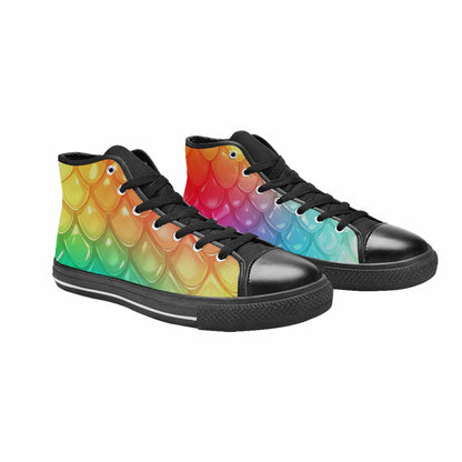 MEN'S Dark Snake Print High Top Canvas Vivid Custom Sneakers