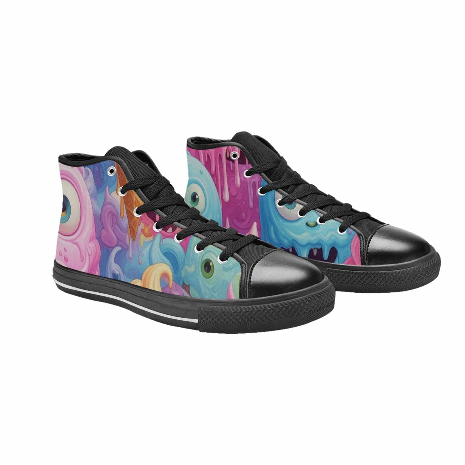 WOMEN'S Melting Icecream Cone Monster High Top Canvas Dreamcore Custom Sneakers