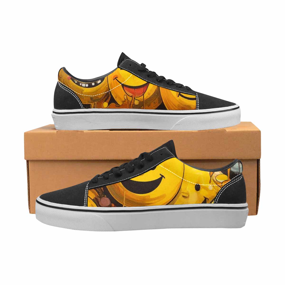 WOMEN'S Melting Moon Smiley  Lace-Up Canvas Aesthetic Shoes