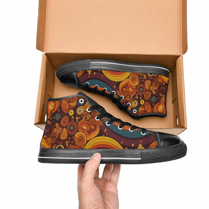 WOMEN'S Groovy 70S Peace High Top Canvas Dark Academia Sneakers