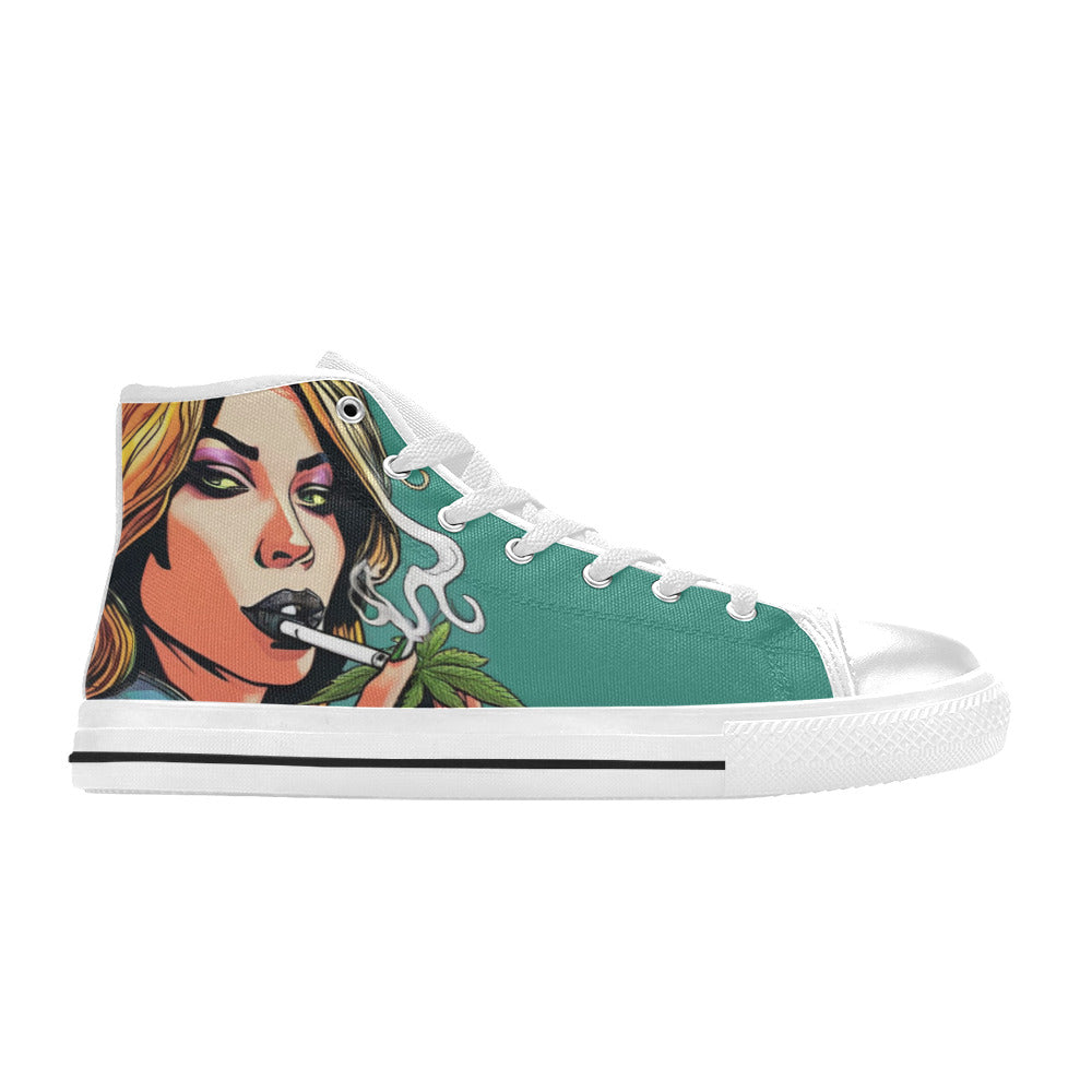 MEN'S Comic Book Art Woman High Top Canvas Wallpaper Art Shoes