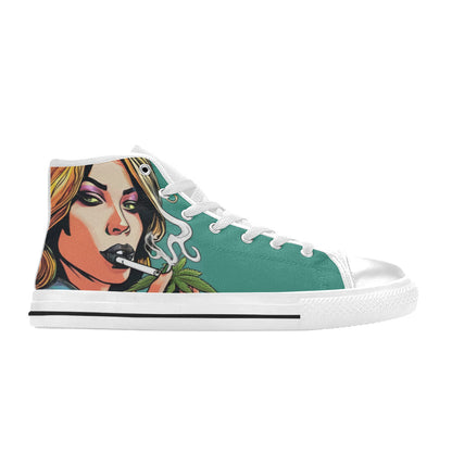 MEN'S Comic Book Art Woman High Top Canvas Wallpaper Art Shoes