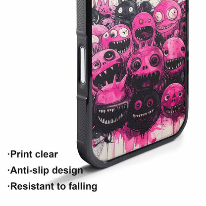 iPhone 17 Pro Max Case — Black &amp; Pink Ink Cartoon Cute, Custom Made Phone Cover