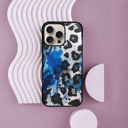 iPhone 16 Pro Max Case — Animal Print Black Blue Ink Animal, Custom Phone Case
