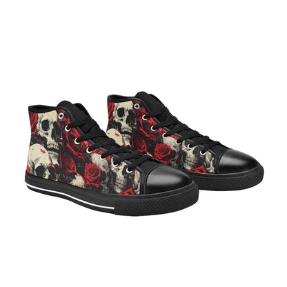 WOMEN'S Comic Book Skull Roses High Top Canvas Dreamcore Custom Shoes