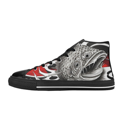 WOMEN'S Japanese Fish Art High Top Canvas Neon Fantasy Custom Sneakers