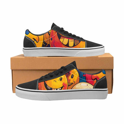 WOMEN'S Melting Moon Smiley Lace-Up Canvas Dark Academia Custom Sneakers
