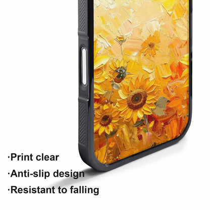iPhone 17 Pro Max Case — Impressionist Sunflower Brushstroke Pattern Floral, Custom Phone Case