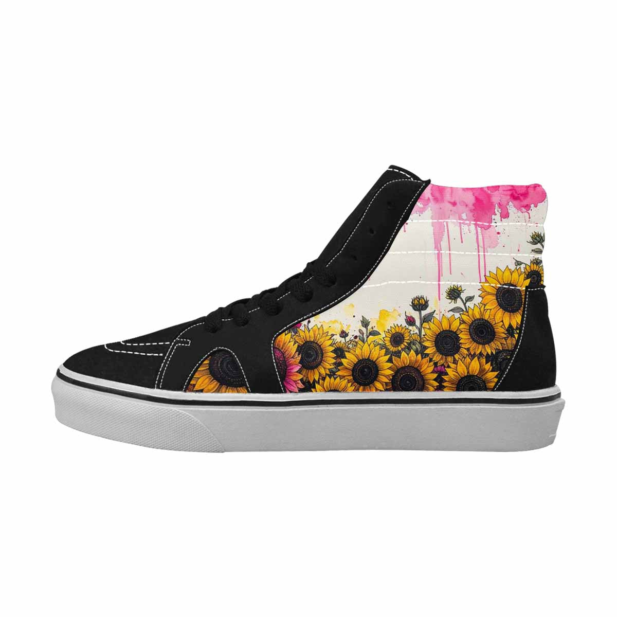 MEN'S Sunflower Burst High Top Canvas Dark Academia Custom Sneakers