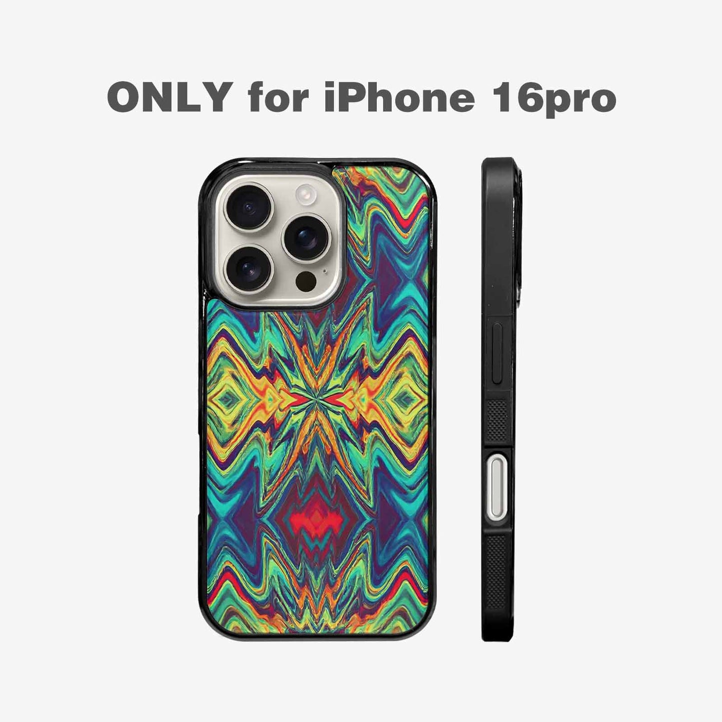 iPhone 16 Pro Case — Holographic Tribal Blaze, Custom Art Phone Cover