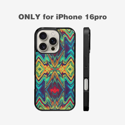 iPhone 16 Pro Case — Holographic Tribal Blaze, Custom Art Phone Cover