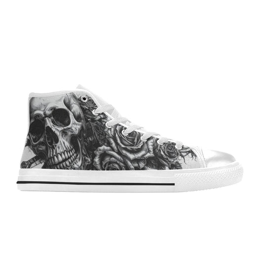 WOMEN'S Dark Crown Skull Gothic High Top Canvas Grunge Custom Sneakers