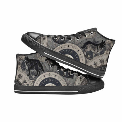 WOMEN'S Wolves Everywhere Collage High Top Canvas Dark Academia Sneakers