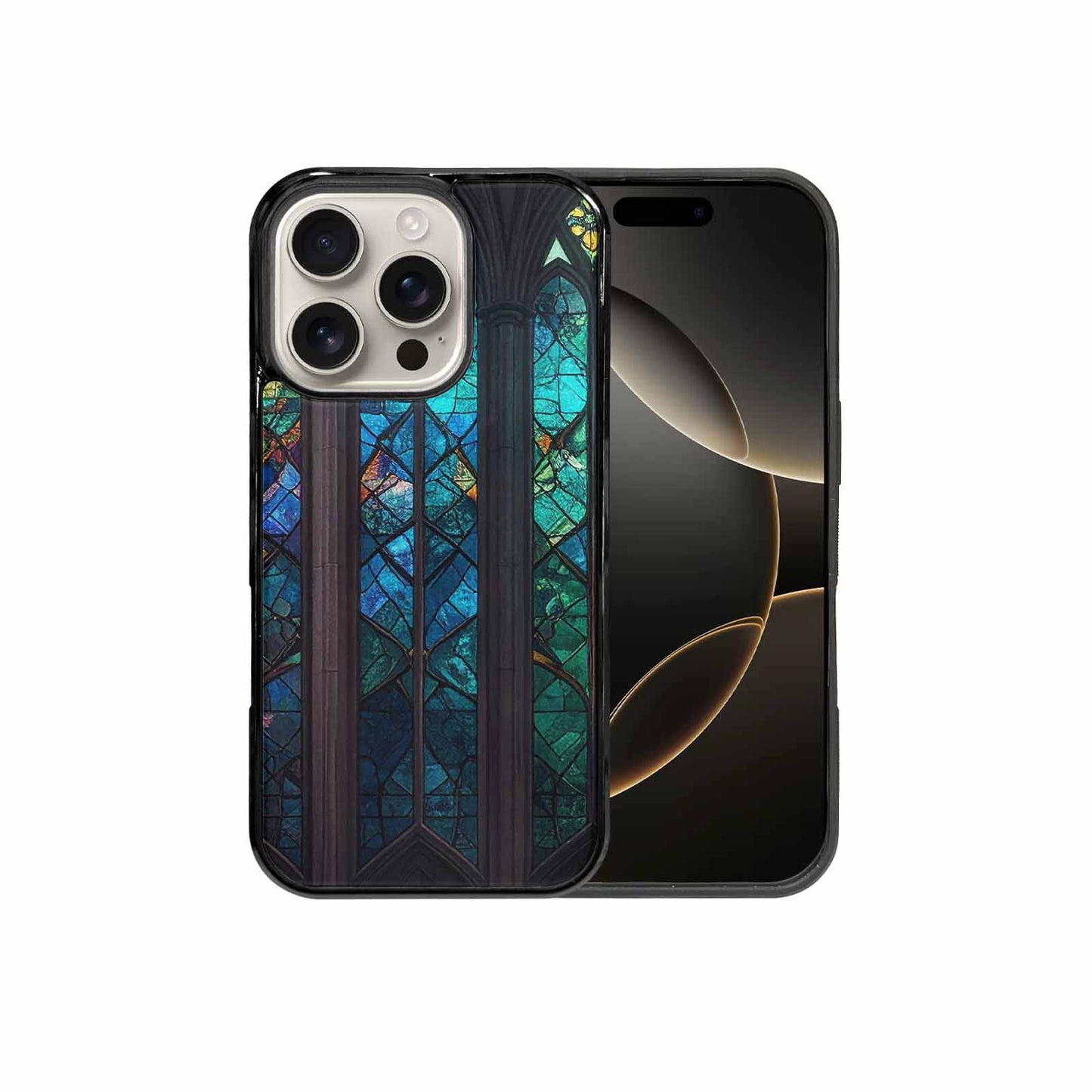 iPhone 16 Pro Case — Stained Glass Window Pattern Seamless Repeat, Customized Protective Case