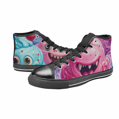 WOMEN'S Melting Icecream Monster Cherry High Top Canvas Wallpaper Art Custom Sneakers