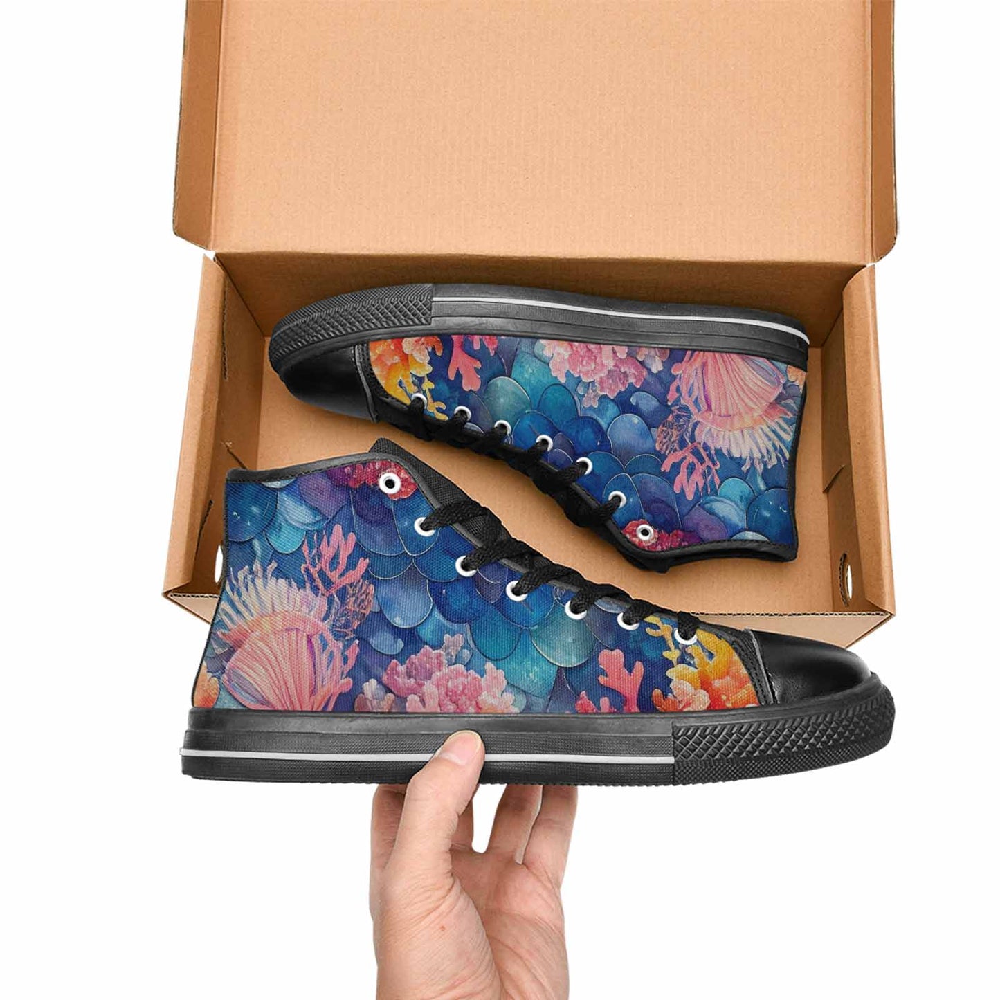 MEN'S Fish Scale Coral High Top Canvas Y2K Sneakers