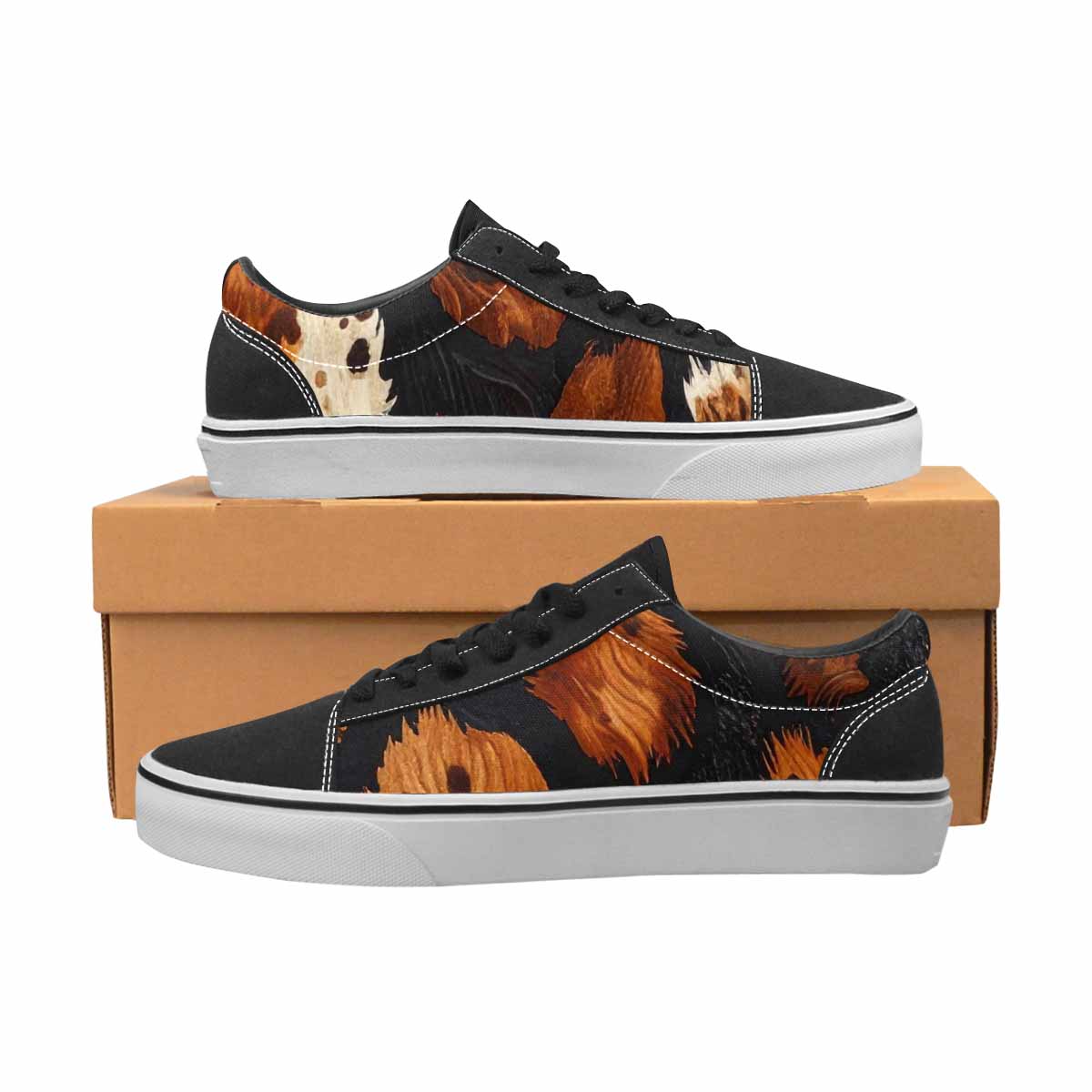WOMEN'S Cow Animal Print Canvas Lace-Up Neon Fantasy Shoes