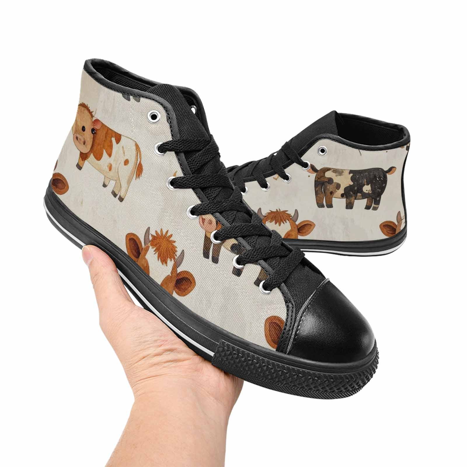 MEN'S Cow Animal Print High Top Canvas Neon Fantasy Sneakers