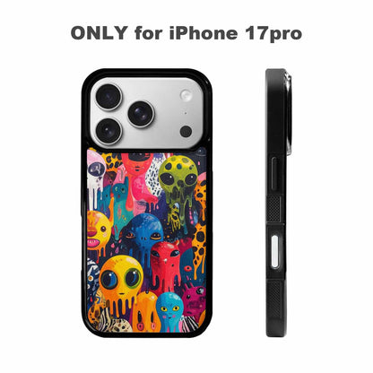 iPhone 17 Pro Case — Melting Aliens Pattern Hundreds Of Alien, Custom Art Phone Cover