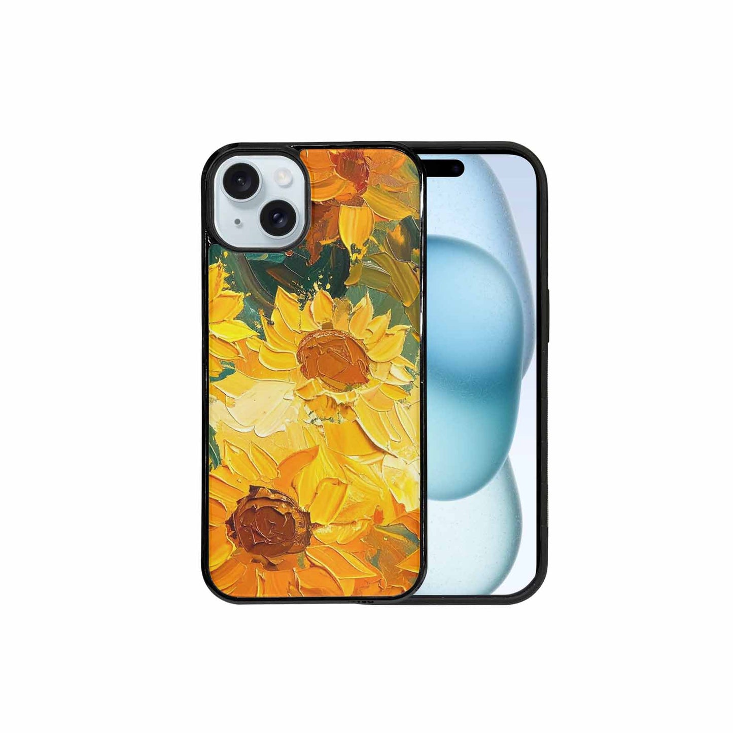 iPhone 15 Plus Case — Impressionist Sunflower Brushstroke Pattern Hundreds Of, Custom Art Phone Cover